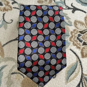 Vintage Essex Row Men’s Silk Tie Geometric Necktie Made In USA Of Italian Silk